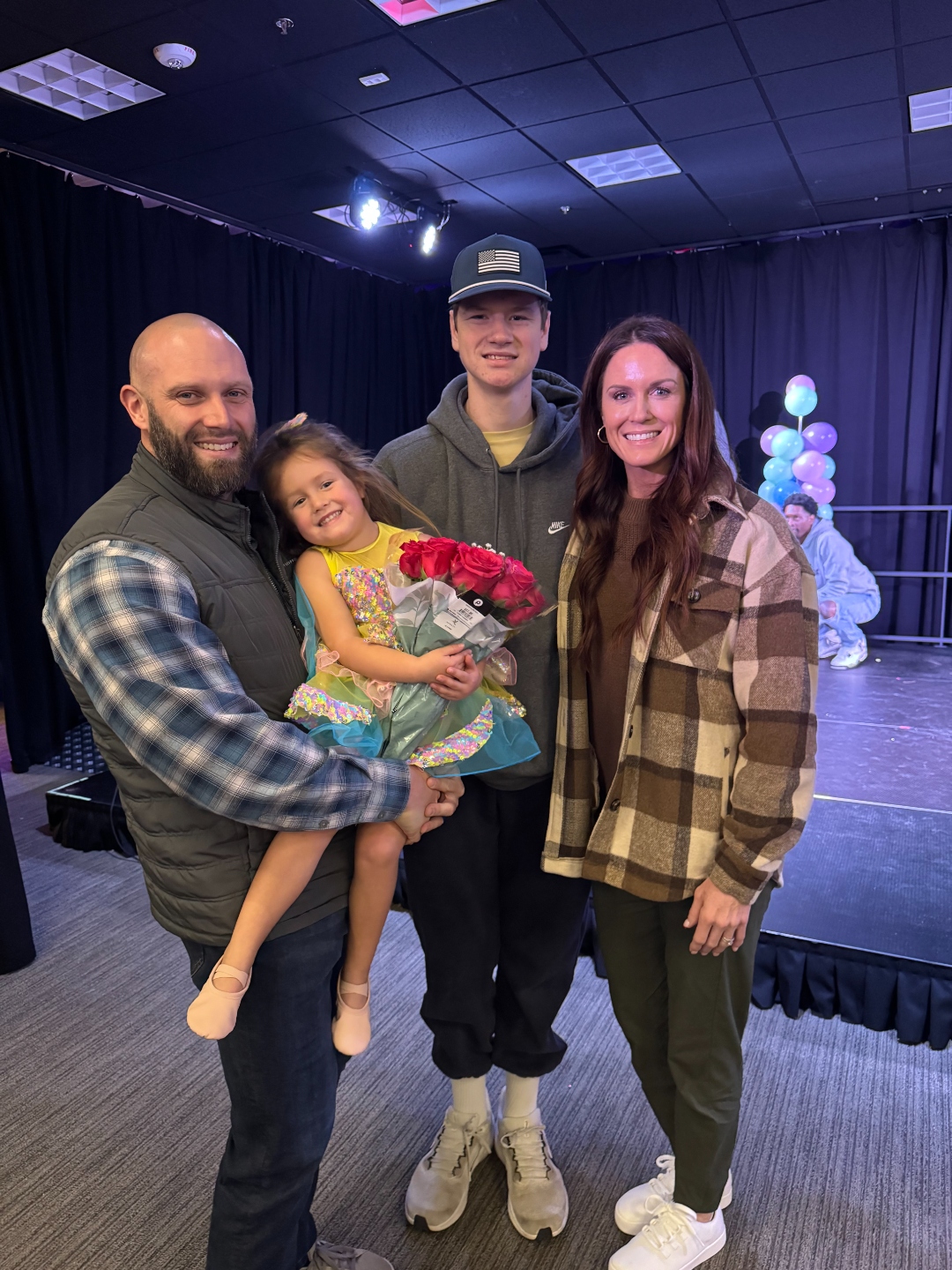 The Olson family together at Abby's dance recital